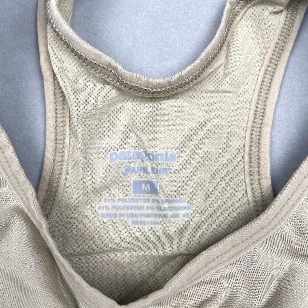 Patagonia Capilene Sports Bra Women M Desert Tan Racer Back USA Made Activewear - Picture 7 of 8